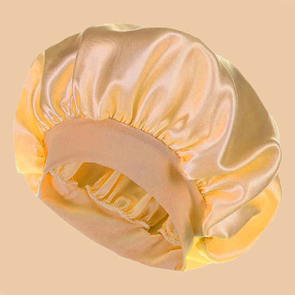 Bonnet en satin jaune douce aura